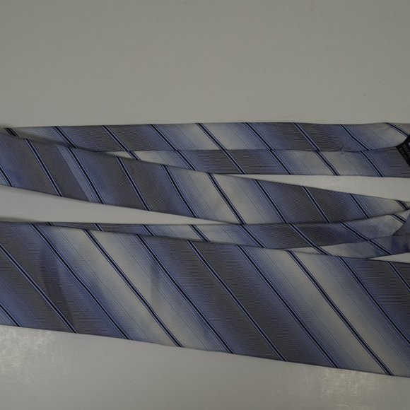 GRUPPO ARTIGIANI Navy Gray Silk Tie Striped - Picture 11 of 12